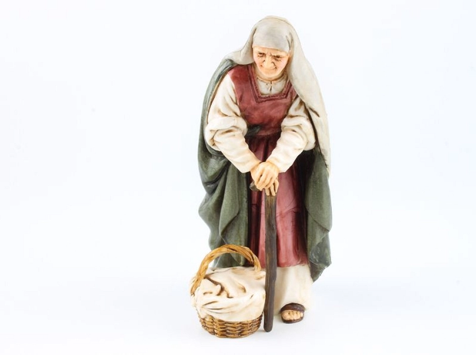 Anciana con cesto 13 cm.