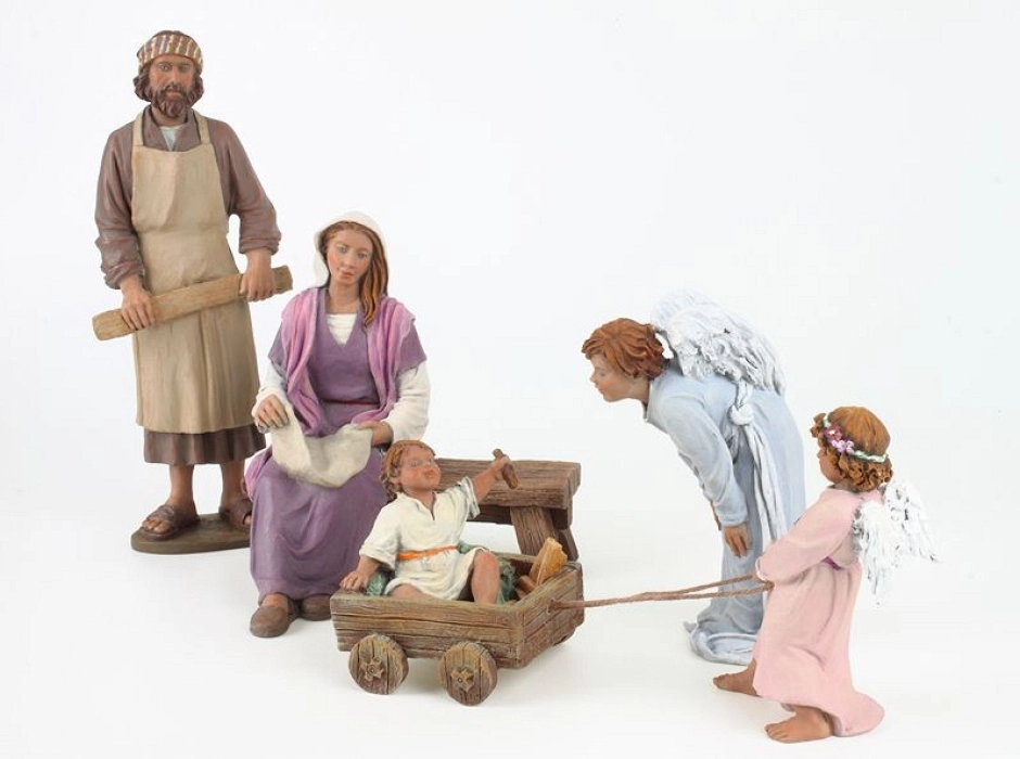 Angelito jugando con el Niño Jesús 17 cm. (2 piezas)