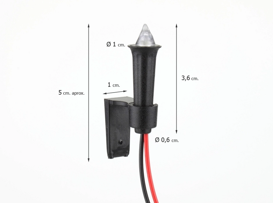 Antorcha con LED rojo efecto llama 3V.-12V. DC