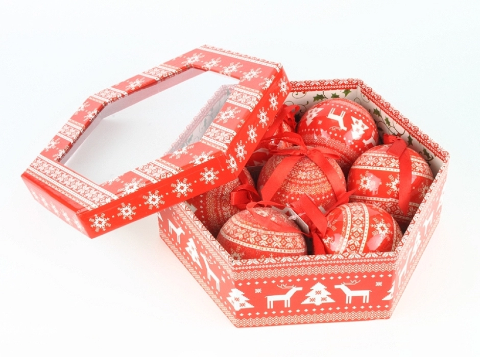 Caja regalo 7 bolas rojas