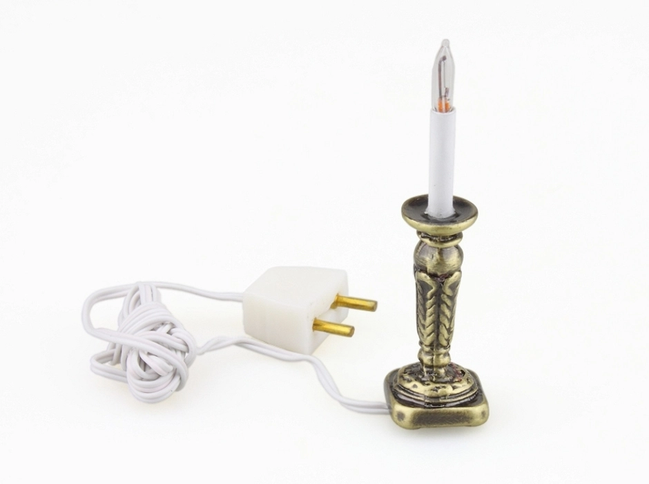 Candelabro antiguo con vela 12V.