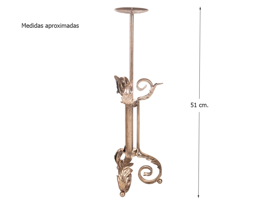 Candelabro Navidad dorado antiguo 51 cm.
