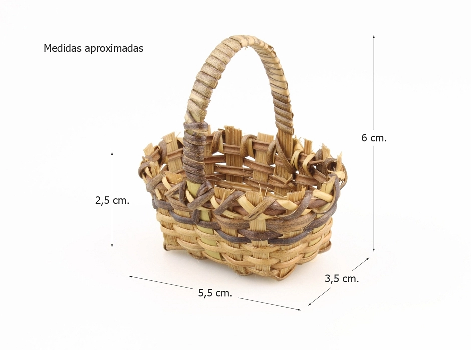 Cestas alargadas con asa 5,5 cm. (Bolsa 3 UNI. surtidas)
