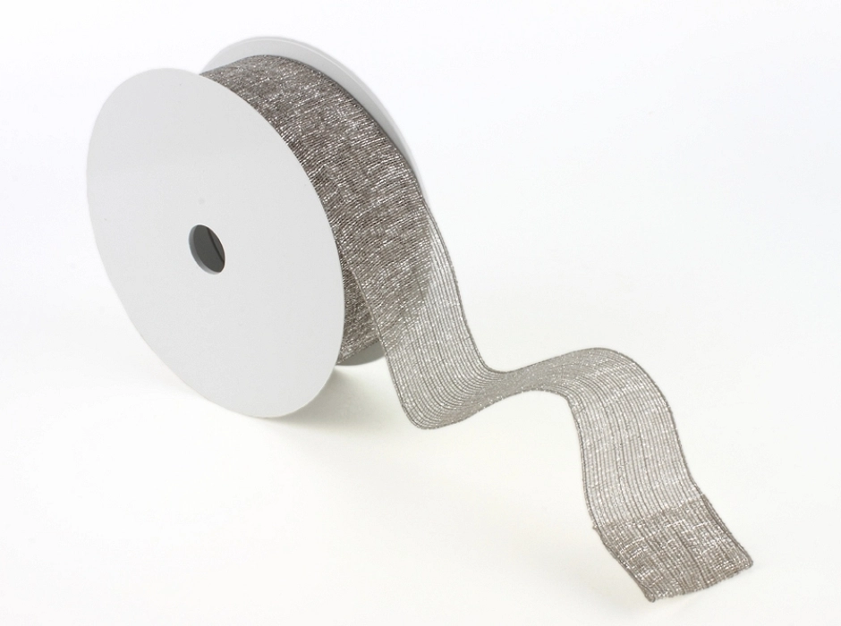Cinta de malla con alambre beige - plata