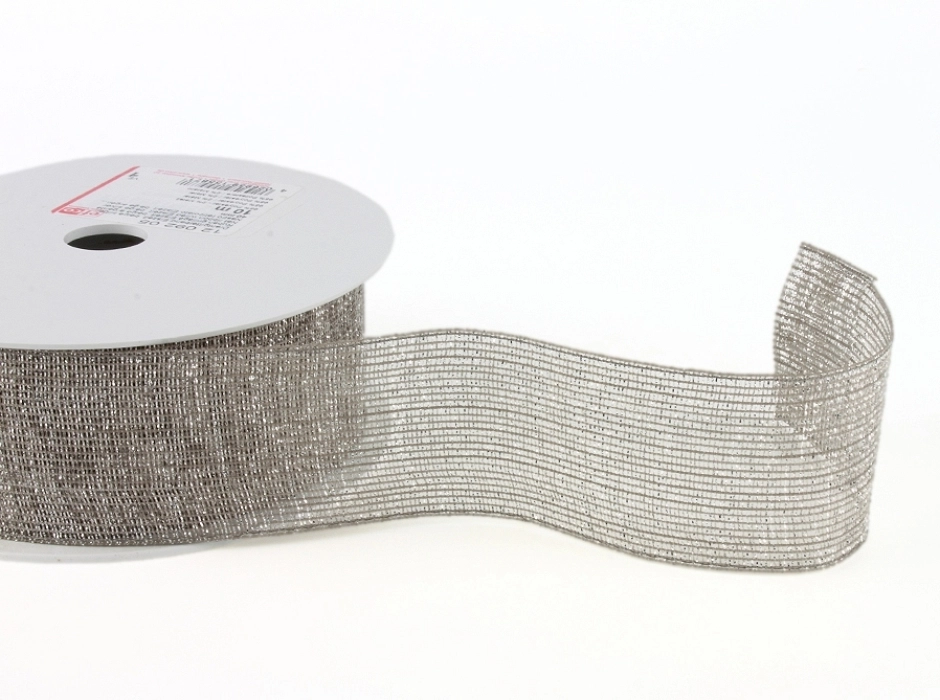 Cinta de malla con alambre beige - plata
