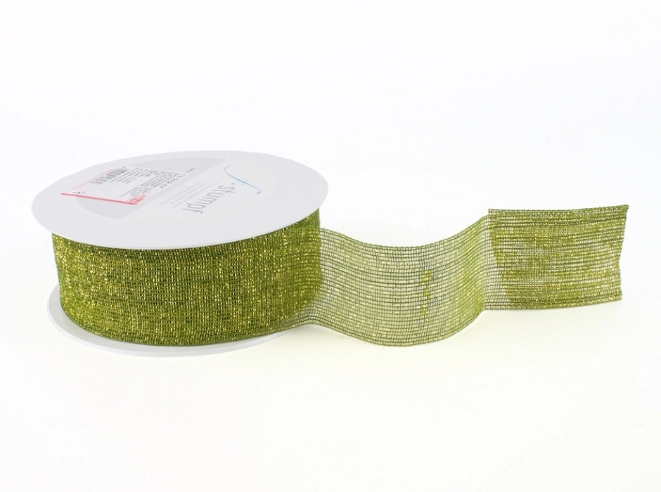 Cinta de malla con alambre verde - oro