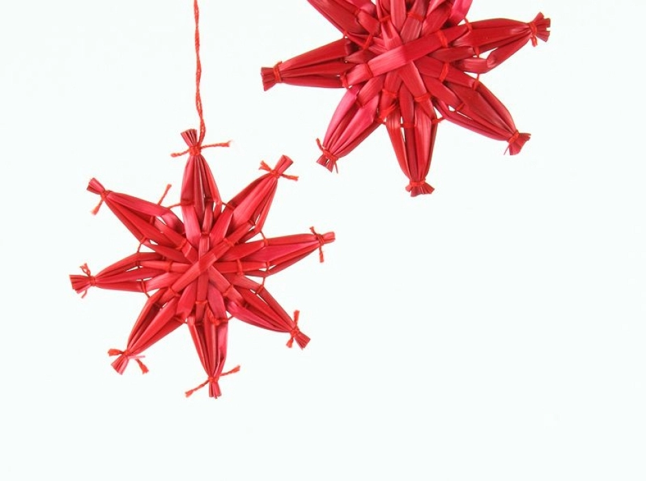 Estrella roja Navidad 5 cm. (Bolsa 12 UNI.)