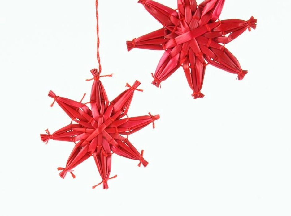 Estrella roja Navidad 5 cm. (Bolsa 12 UNI.)