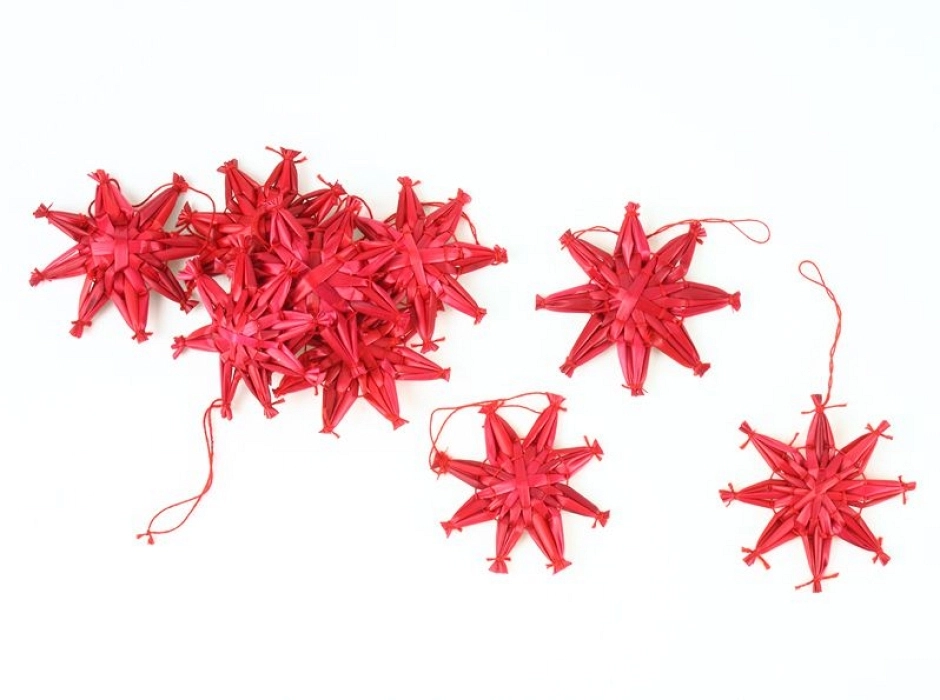 Estrella roja Navidad 5 cm. (Bolsa 12 UNI.)