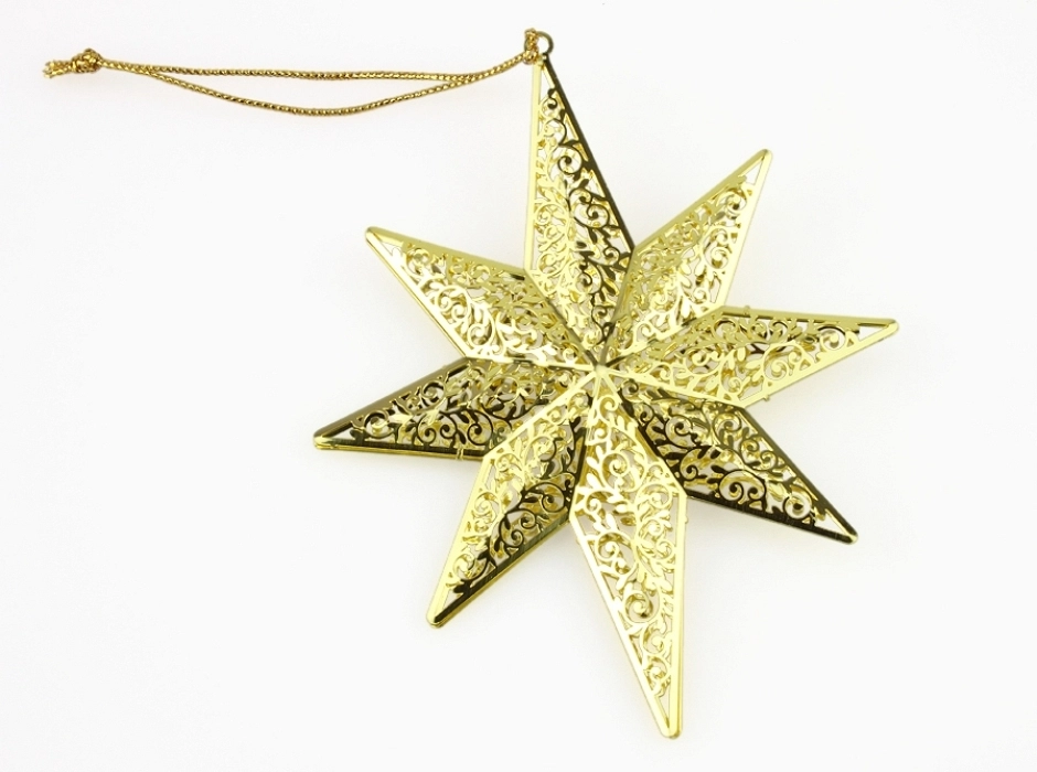 Estrellas filigrana latón 10,5 cm. (Caja 4 UNI. surtidas)