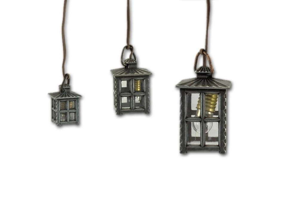 Farol metal envejecido con tulipa transparente 3,5V.