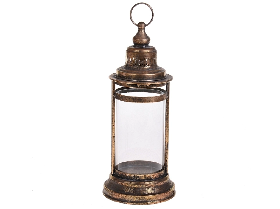 Farol redondo Navidad dorado antiguo 42 cm.