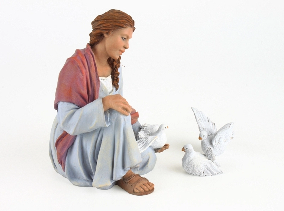 Grupo María y Jesús jugando con palomas 20 cm.