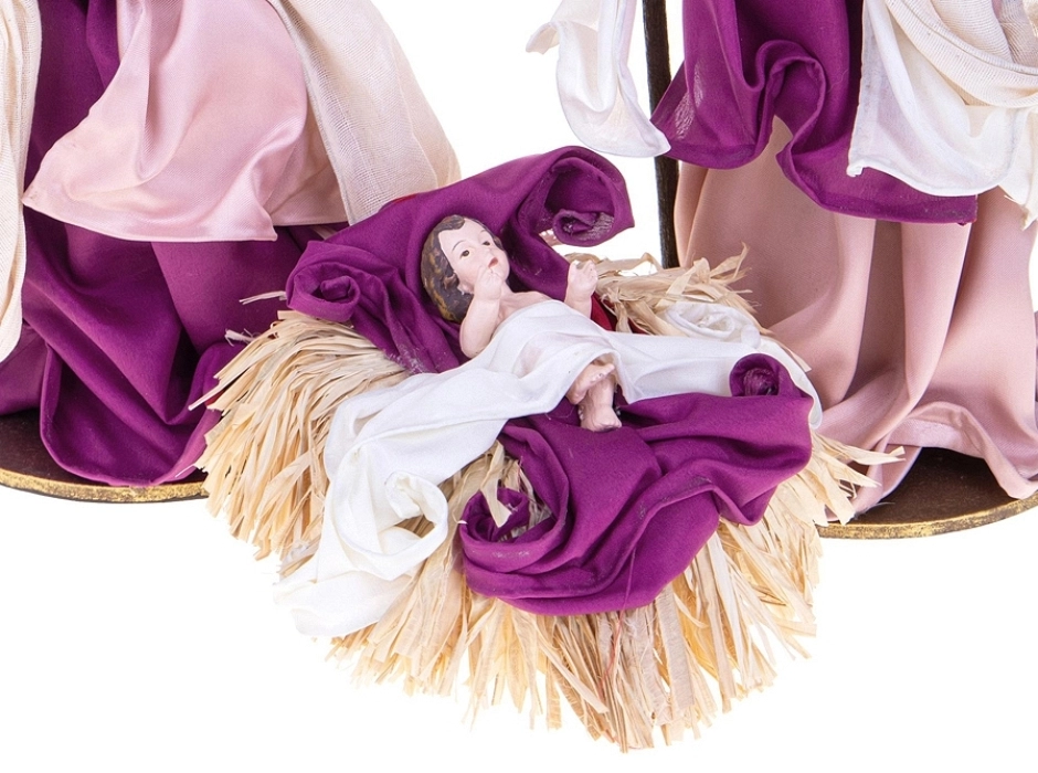 Grupo Natividad marfil rosa 36 cm. (3 piezas)