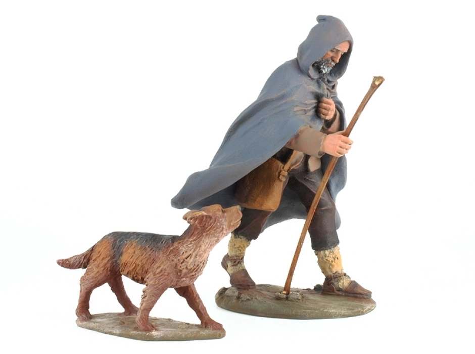 Grupo pastor silvano con perro 15 cm. (2 piezas)