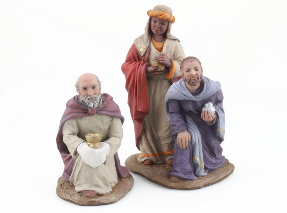 Grupo Reyes Magos adorando 9 cm. (2 piezas)