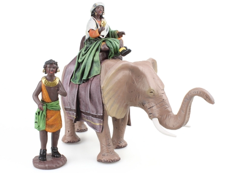 Grupo Reyes Magos con elefante (6 piezas)