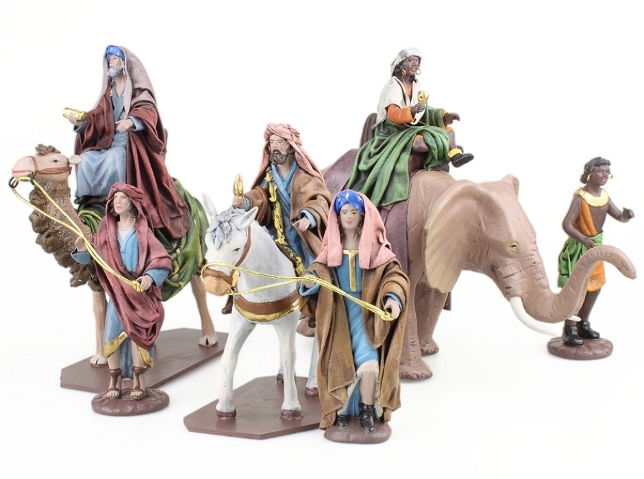 Grupo Reyes Magos con elefante (6 piezas) Grupo Reyes Magos con elefante (6 piezas)