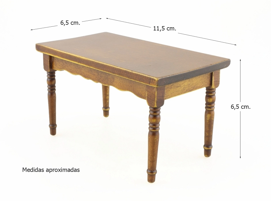 Mesa lacada marrón antiguo 11,5 x 6,5 cm.