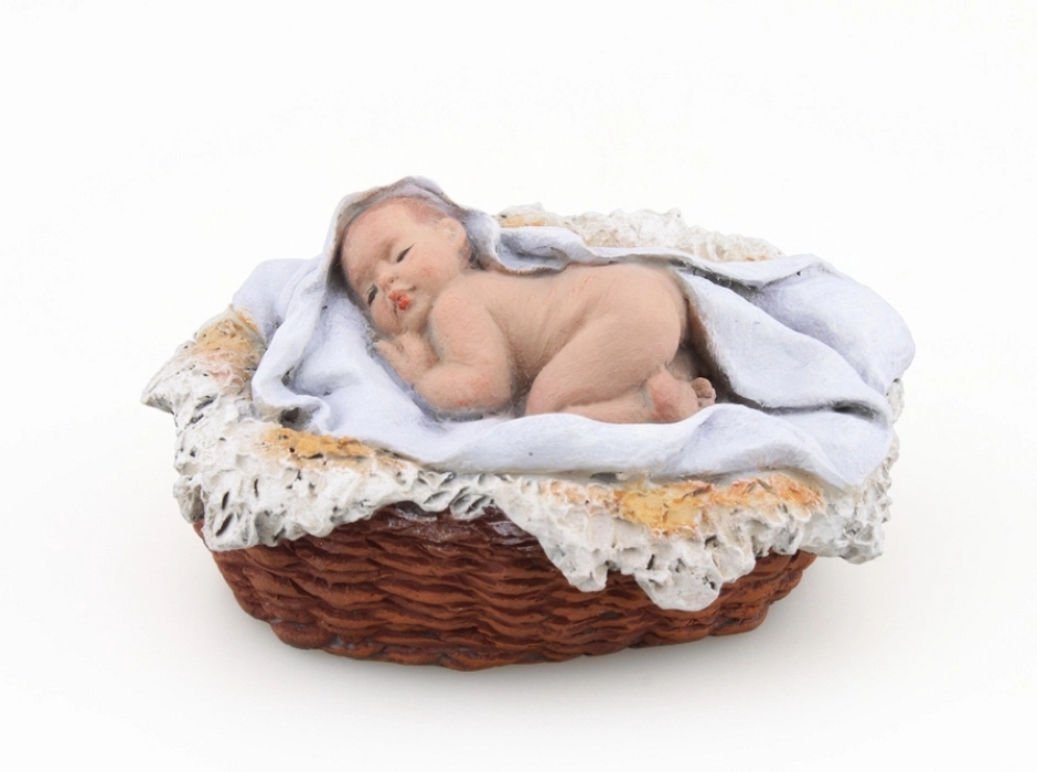 Niño Jesús durmiendo en cesto 17 cm. Niño Jesús durmiendo en cesto 17 cm.