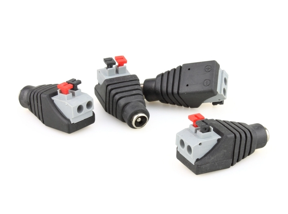 Pack 4 conectores Jack hembra de presión 12V. CC.