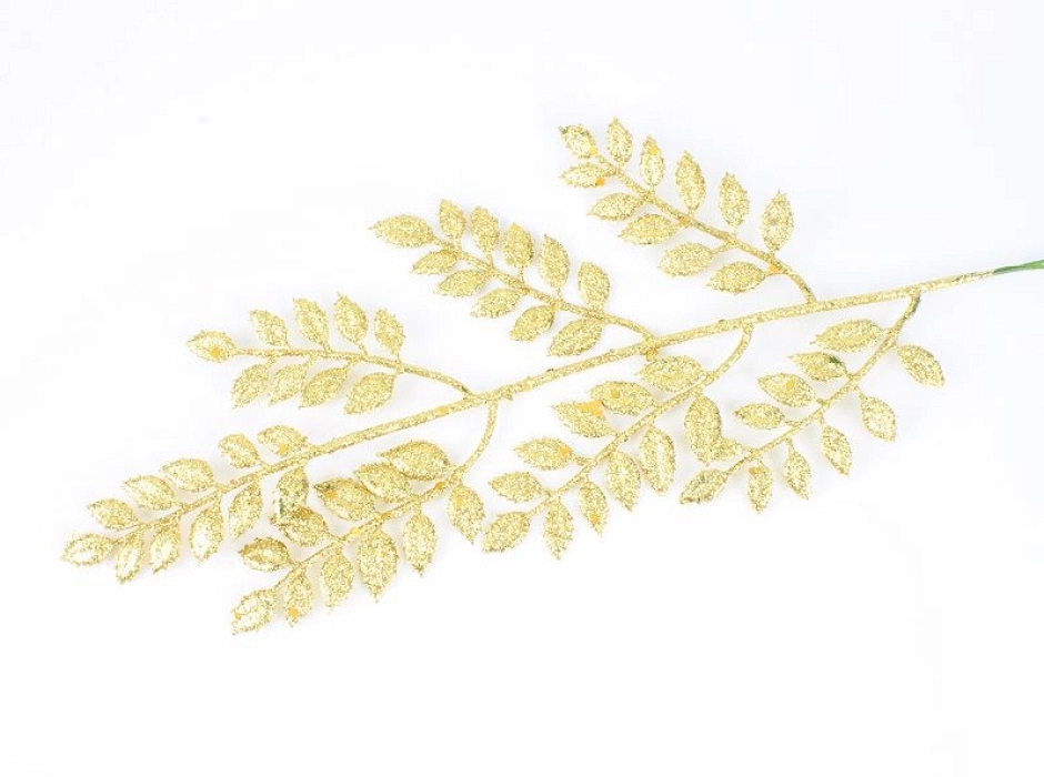 Pack 4 ramas de laurel escarchadas oro
