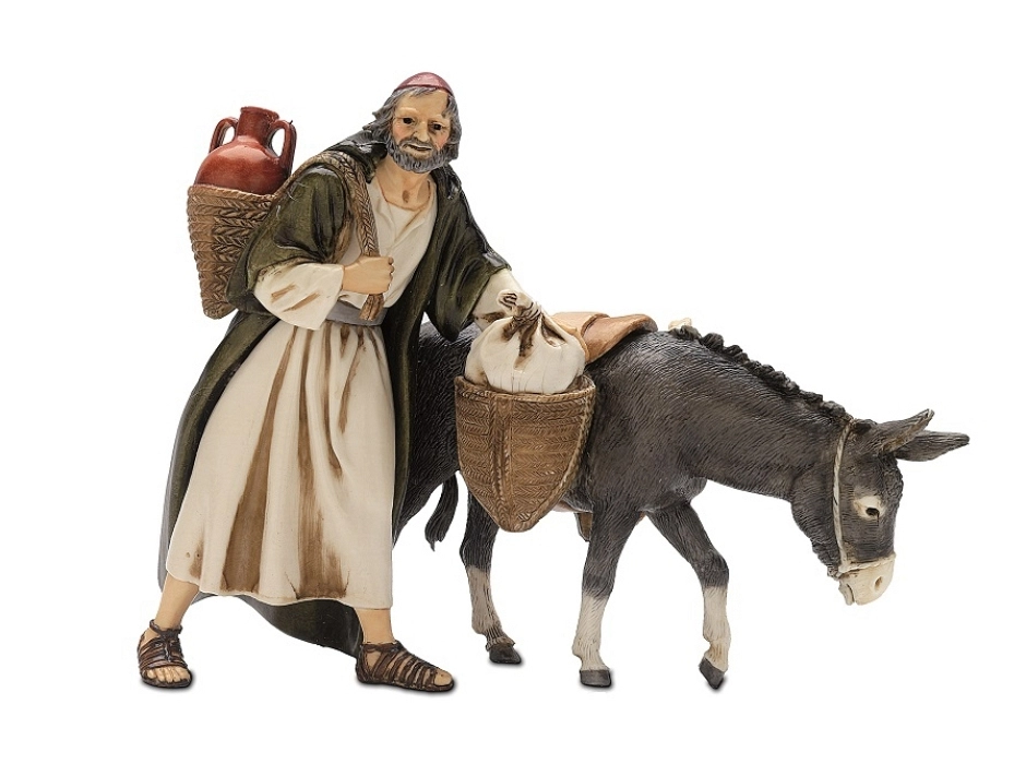 Pastor caminando con burro 13 cm. Pastor caminando con burro 13 cm.