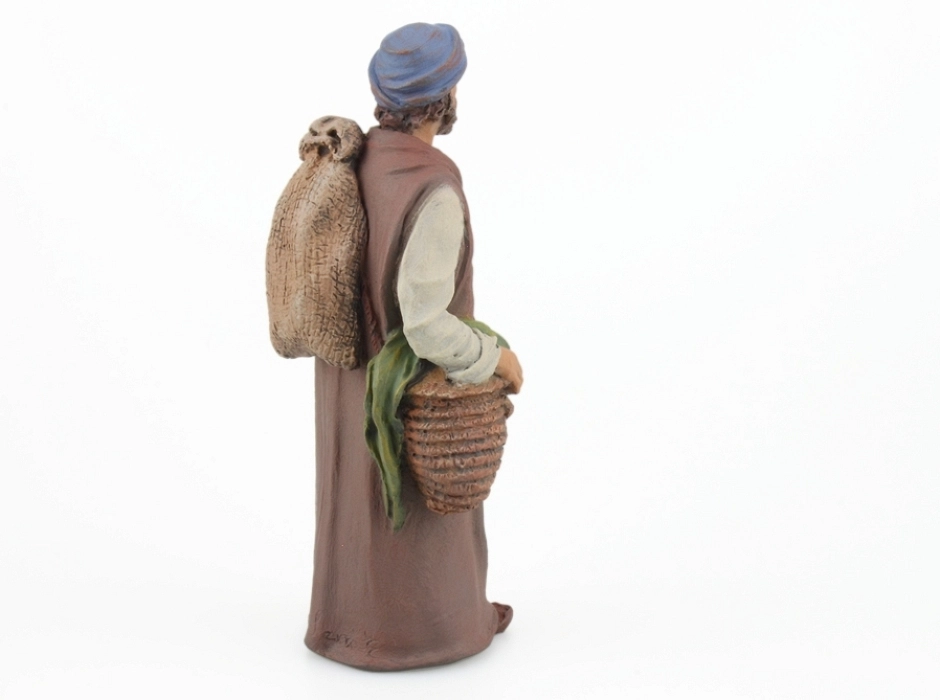 Pastor con cesta y saco 12 cm.