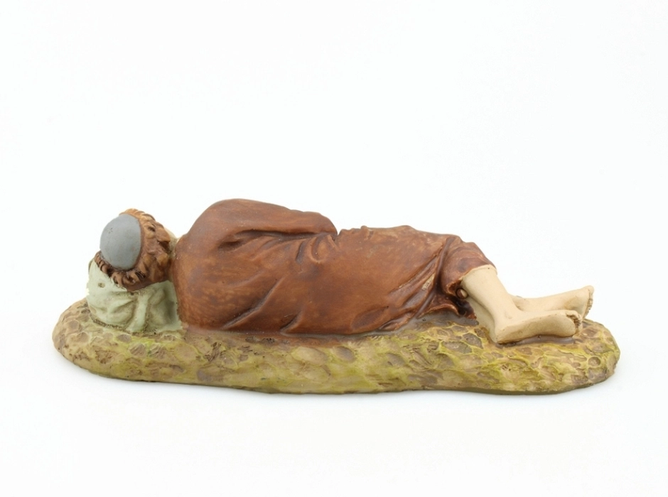 Pastor durmiendo con oveja 12 cm.