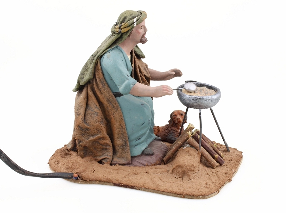 Pastor haciendo gachas 17 cm. (con luz y movimiento)