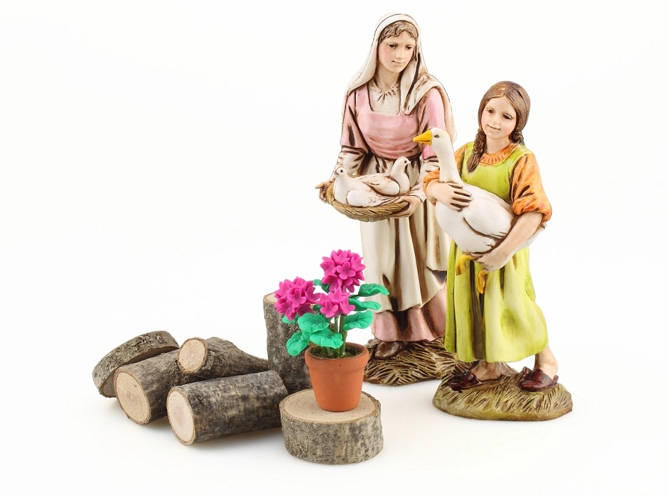 Pastora con palomas 12 cm.