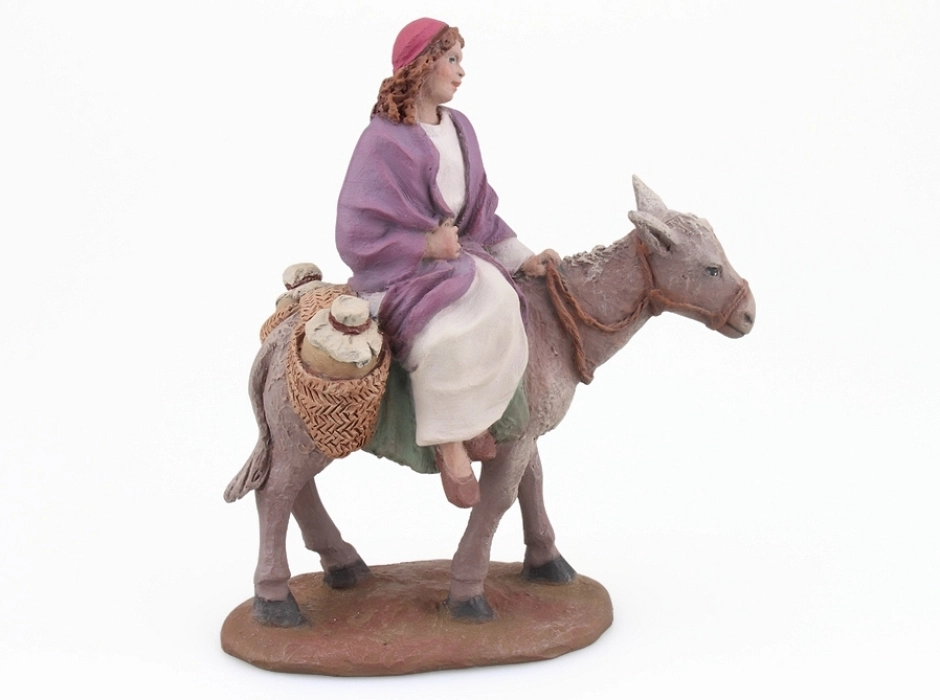 Pastora sobre asno 9 cm.