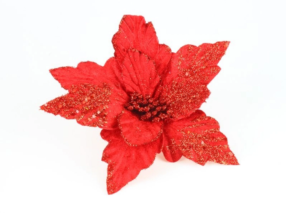 Poinsettia roja escarchada (glitter)