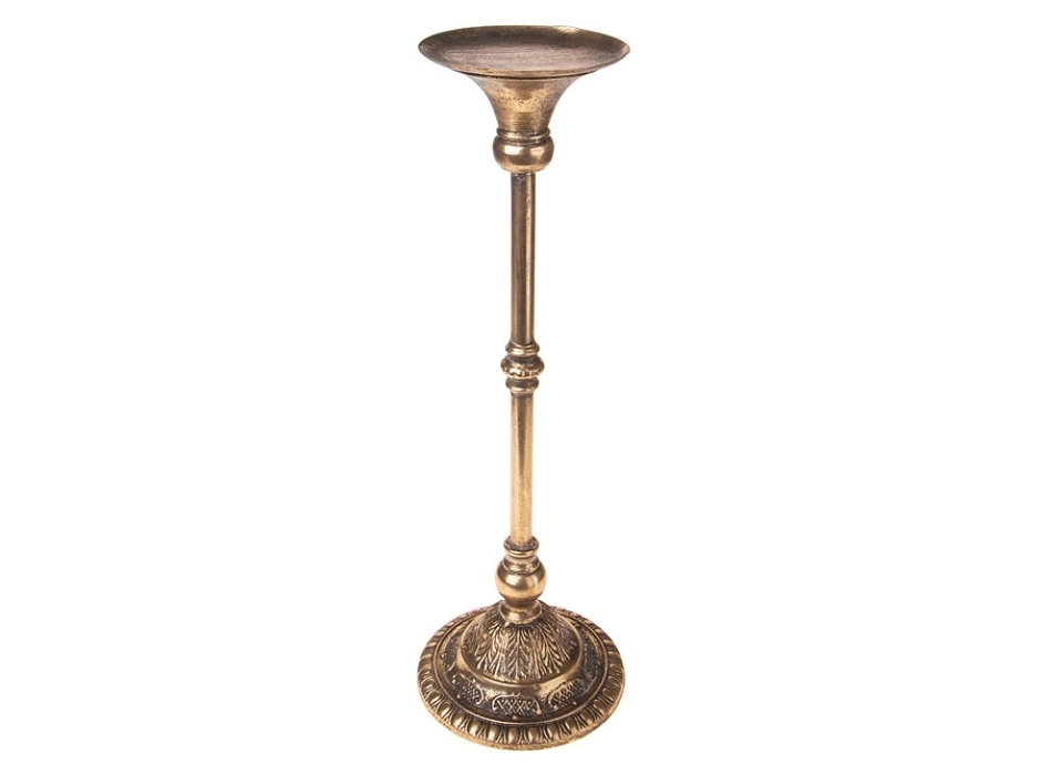 Soporte para vela dorado antiguo 55 cm.