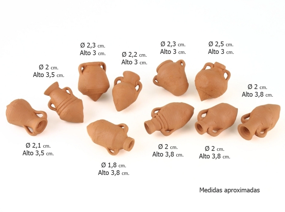 Surtido 10 ánforas romanas 3 cm.