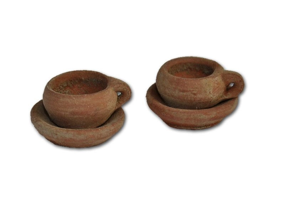 Tazas rústicas con plato