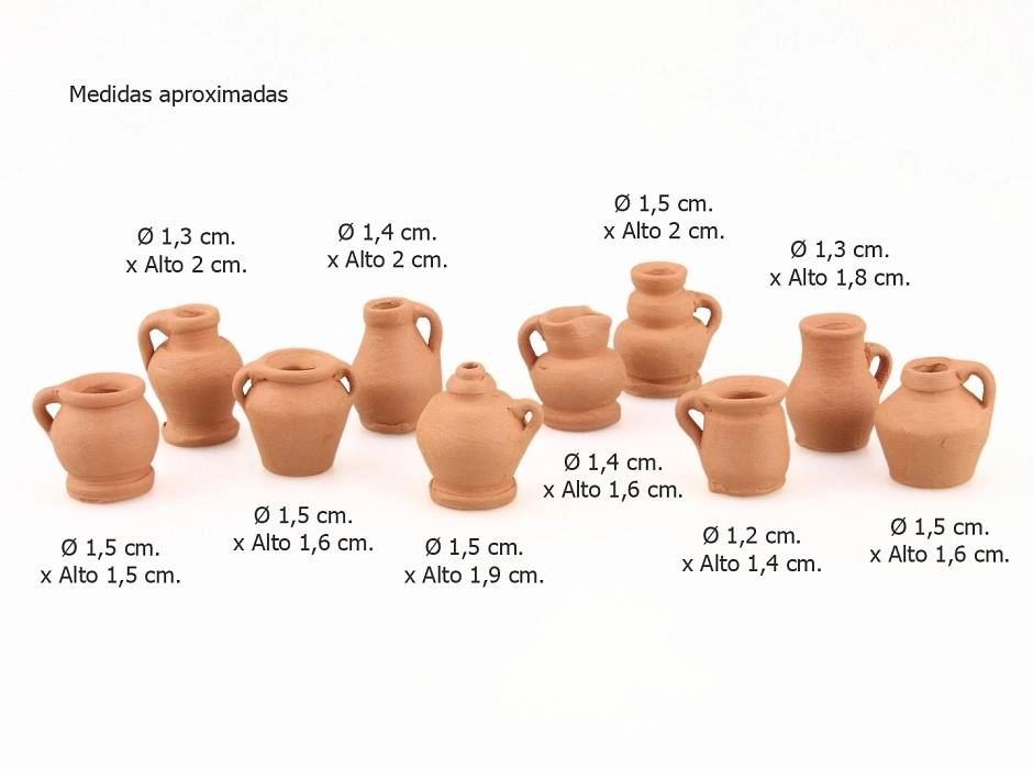 Vasijas barro cocido mini nº 1 (10 UNI. surtidas 1,5 -2 cm.)