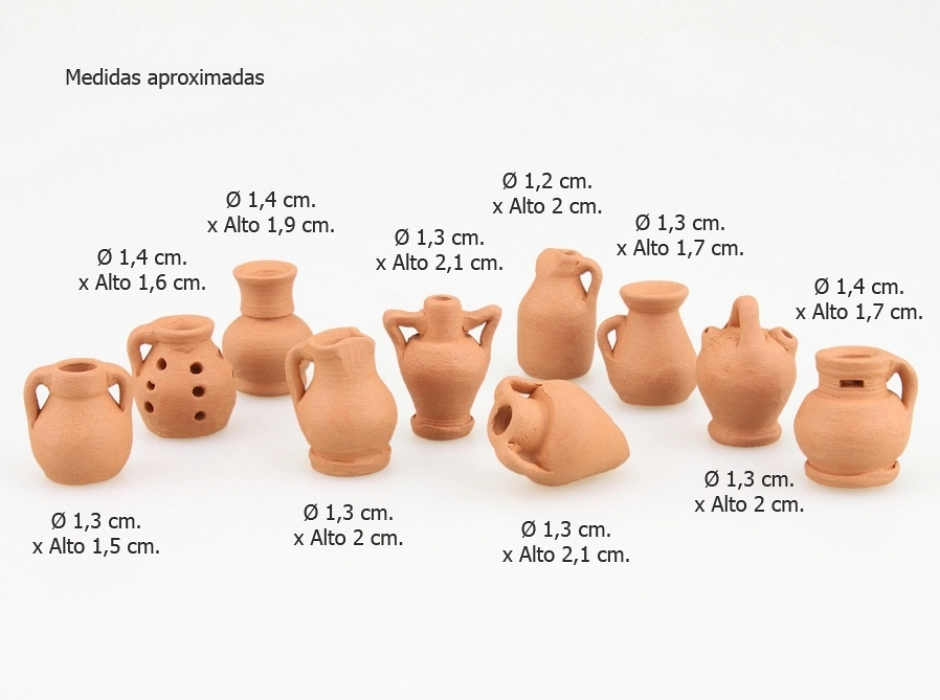Vasijas barro cocido mini nº 2 (10 UNI. surtidas 1,5 - 2 cm.)