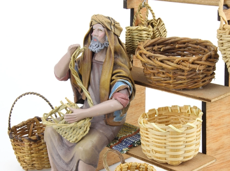 Vendedor de cestas con puesto 21 cm.